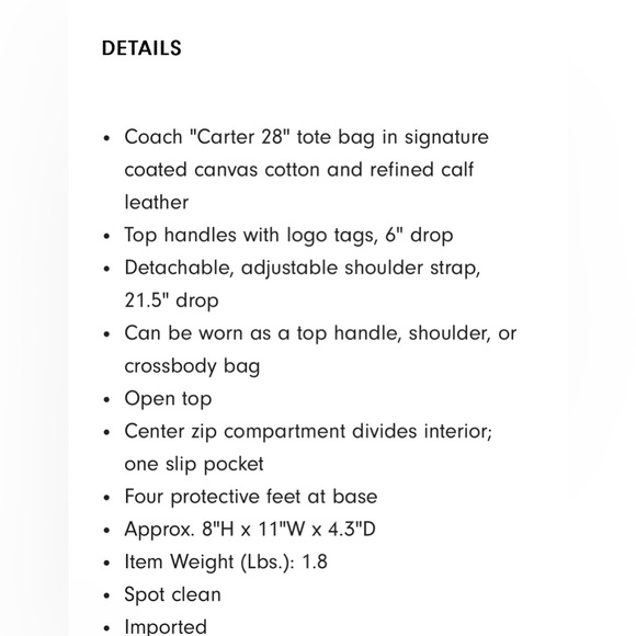 Coach NWT Carter 28 Signature Coated Canvas Tote Bag - Picture 8 of 8